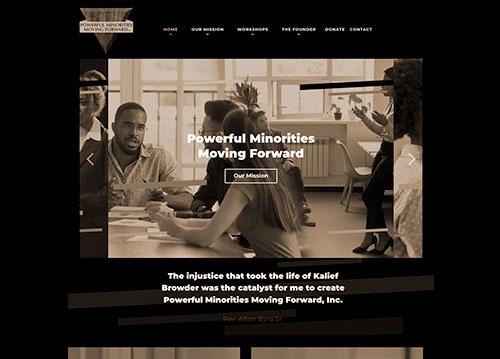 Powerful Minorities Moving Forward website homepage.